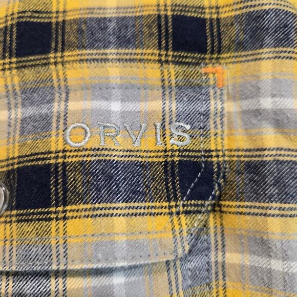 Orvis Active Fit Men's XL Long Sleeve Button-down Flannel Shirt Yellow Plaid - Picture 9 of 13